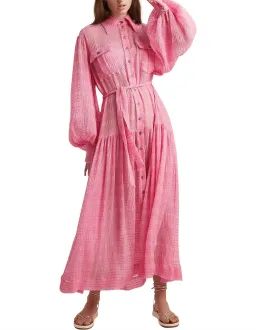 Alemais Antonella Silk Embroidered Shirt Maxi Dress Pink Size 6 AU for rent on The Volte - image 1