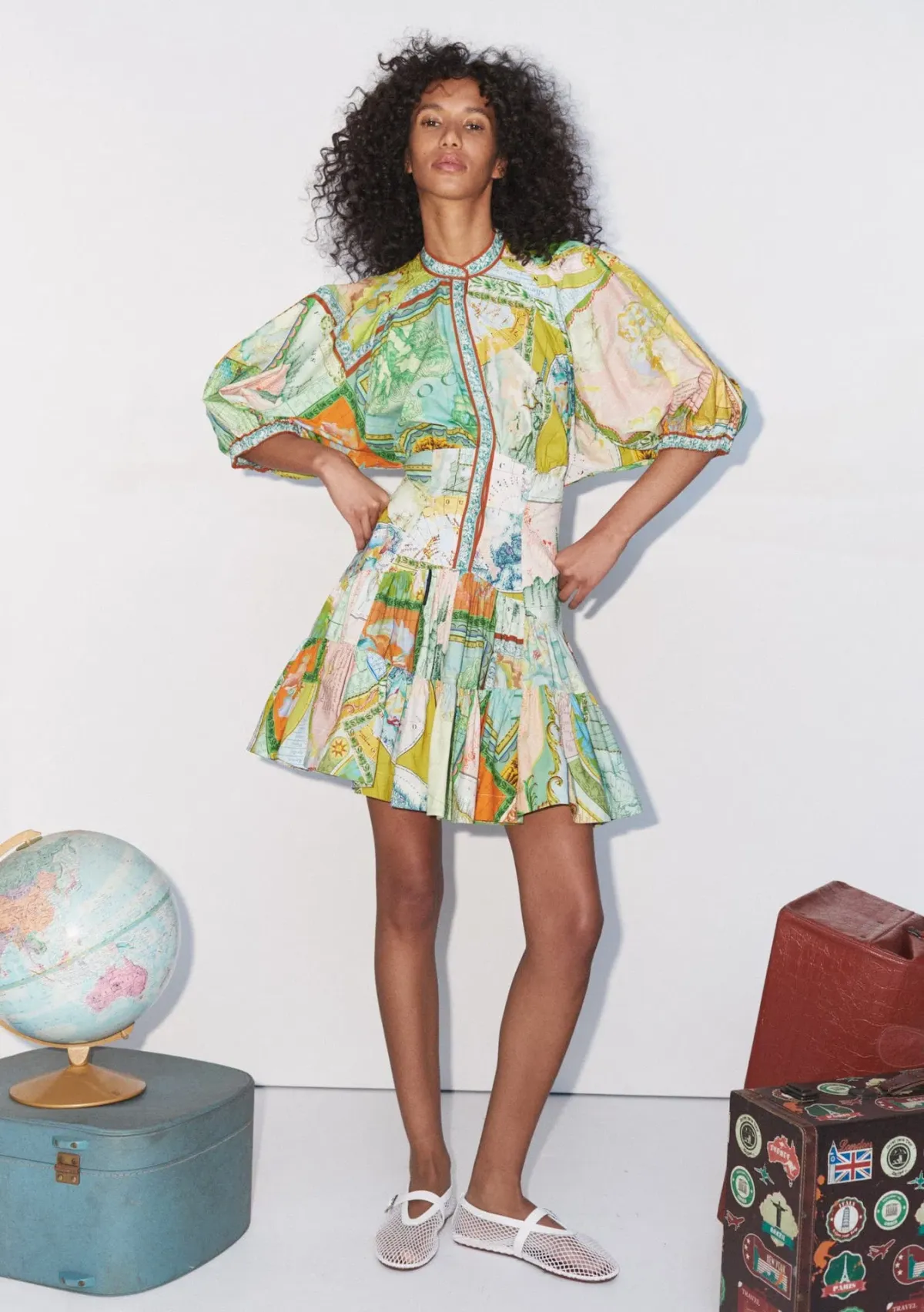 Alemais Atlas Mini Dress Green Multi Size 6 for rent on The Volte - main image