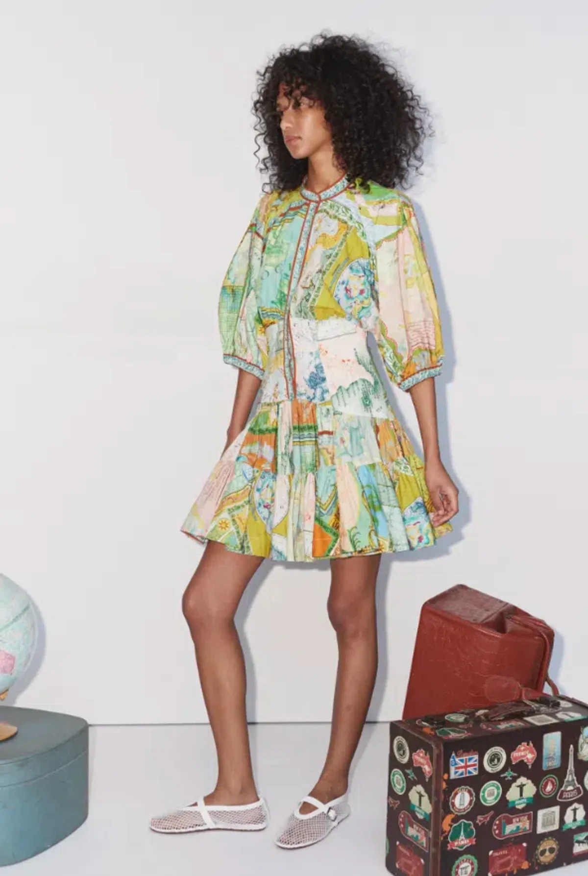 Alemais Atlas Mini Dress Green Multi Size 6 - Image 2