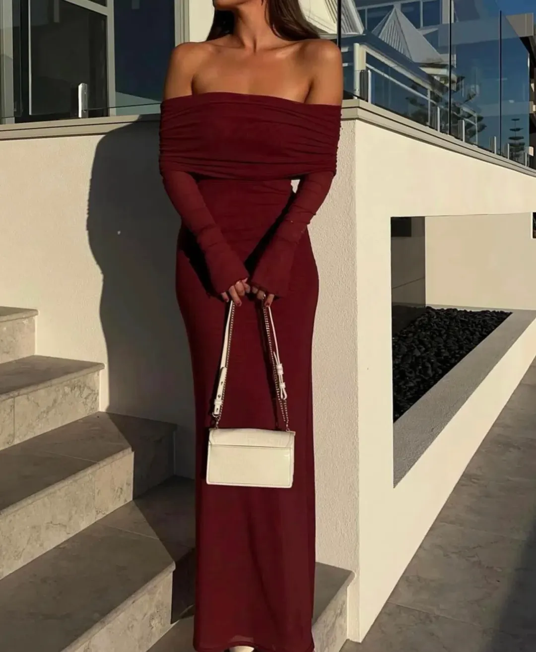 Meshki Josie Maxi Dress Wine Size XS/Au for rent on The Volte - main image