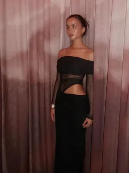 Benni Yasmin Off Shoulder Maxi Dress Black Size 8 for rent on The Volte - image 1