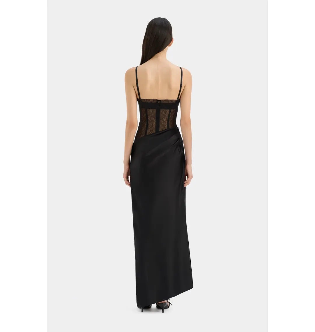 Sir the Label Dunya Draped Gown Black Size AU 10 for rent on The Volte - main image