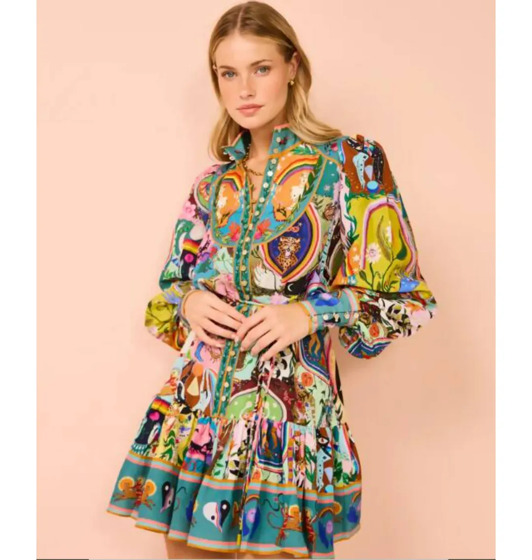 Alemais Evergreen Mini Dress Multi Size AU 8 for rent on The Volte - main image