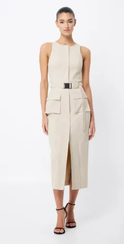 MOSSMAN BEIGE ON HIATUS MIDI SAFARI DRESS for rent on The Volte - image 1