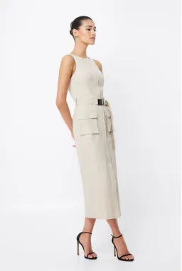 MOSSMAN BEIGE ON HIATUS MIDI SAFARI DRESS for rent on The Volte - image 3