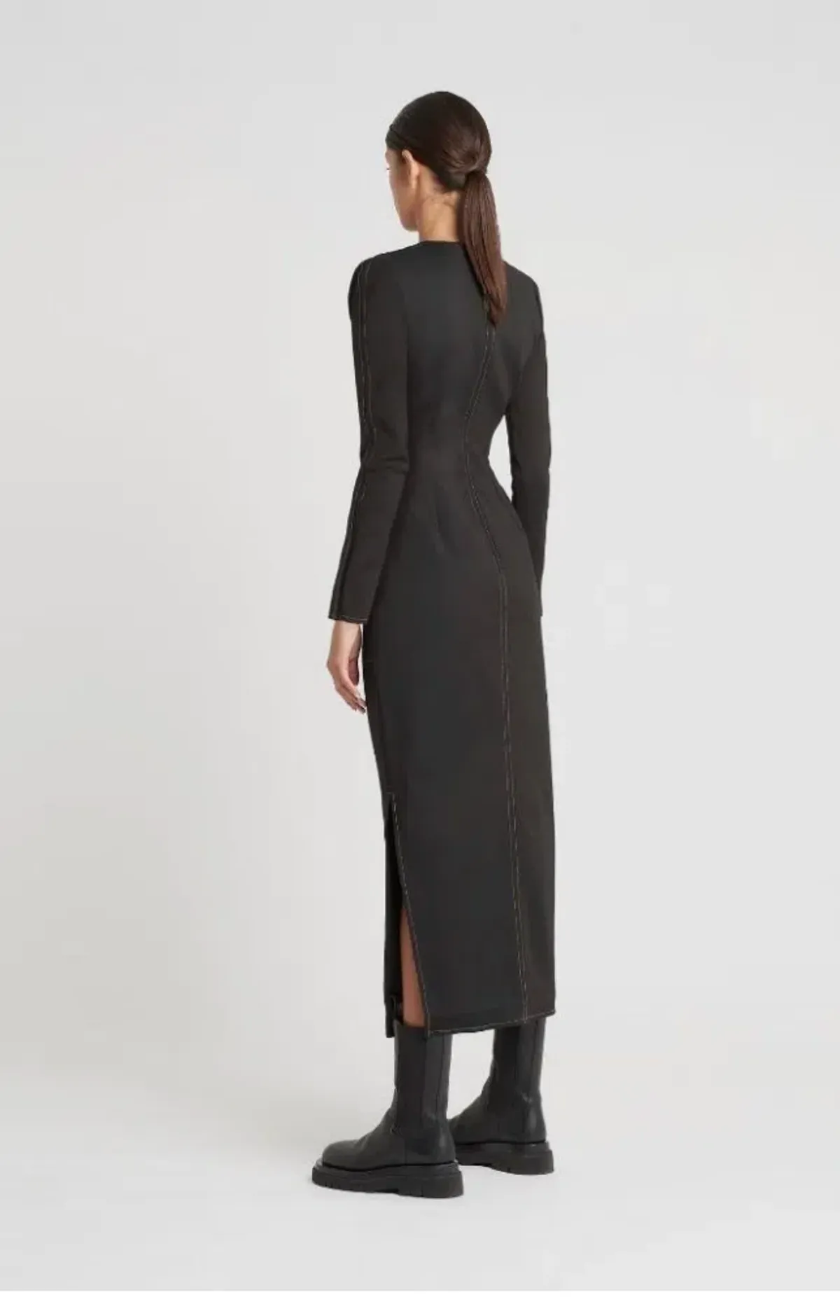Sir the Label Maxe Black Long Sleeve Cutout Waist Midi Dress size 0 - Image 5