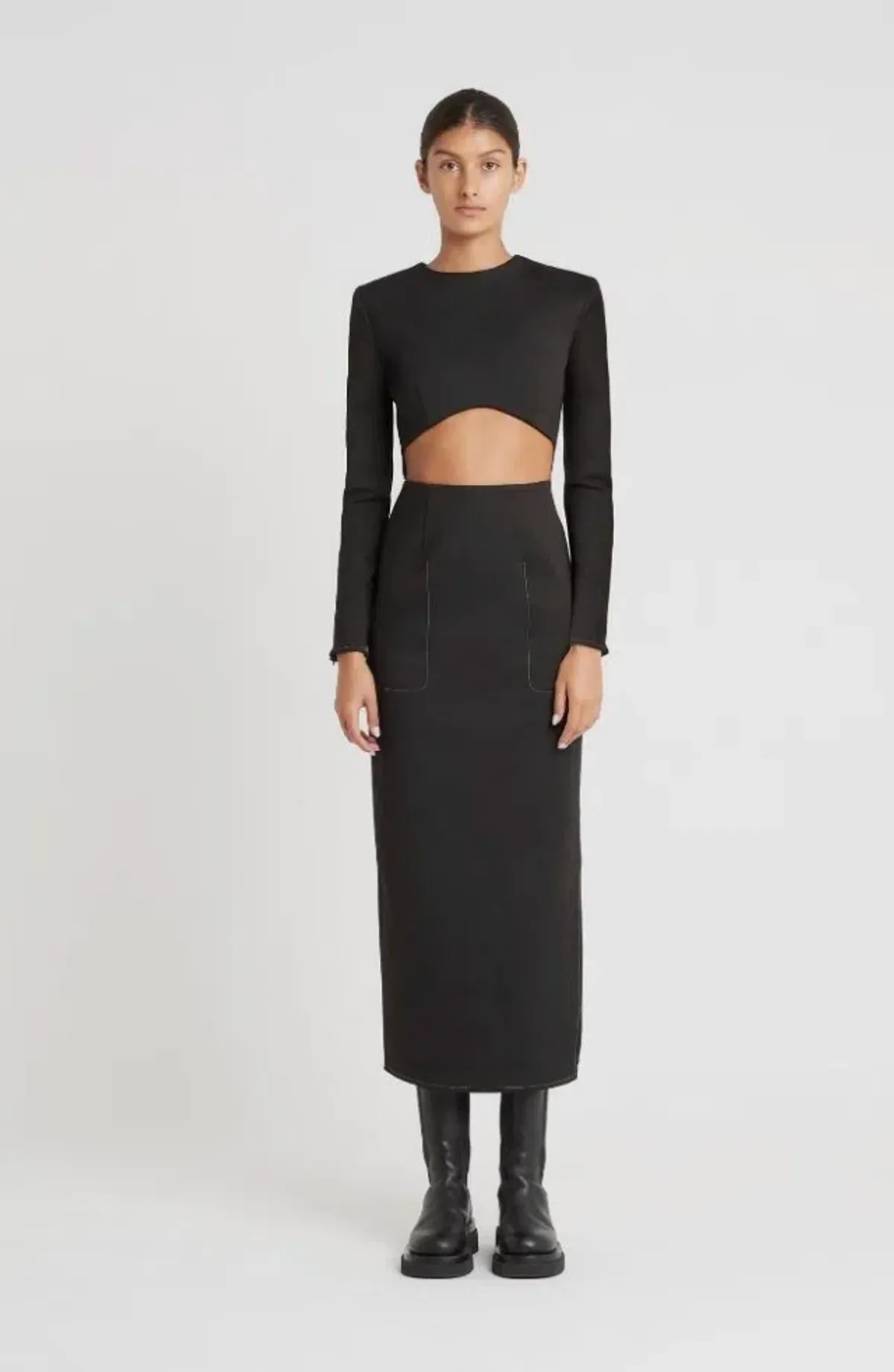Sir the Label Maxe Black Long Sleeve Cutout Waist Midi Dress size 0 - Image 3