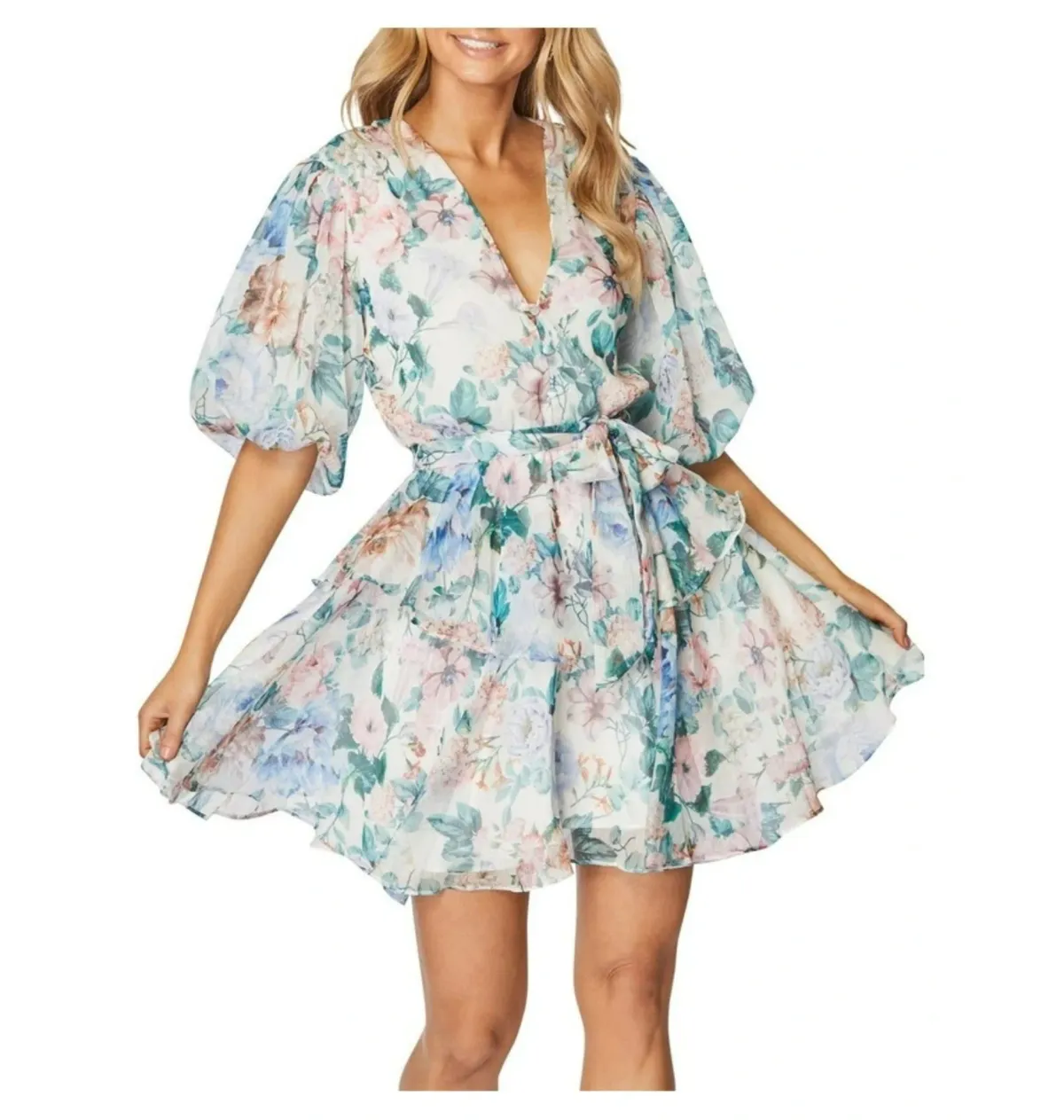 Pilgrim Riley Mini Dress Floral Size AU 8 - Image 2