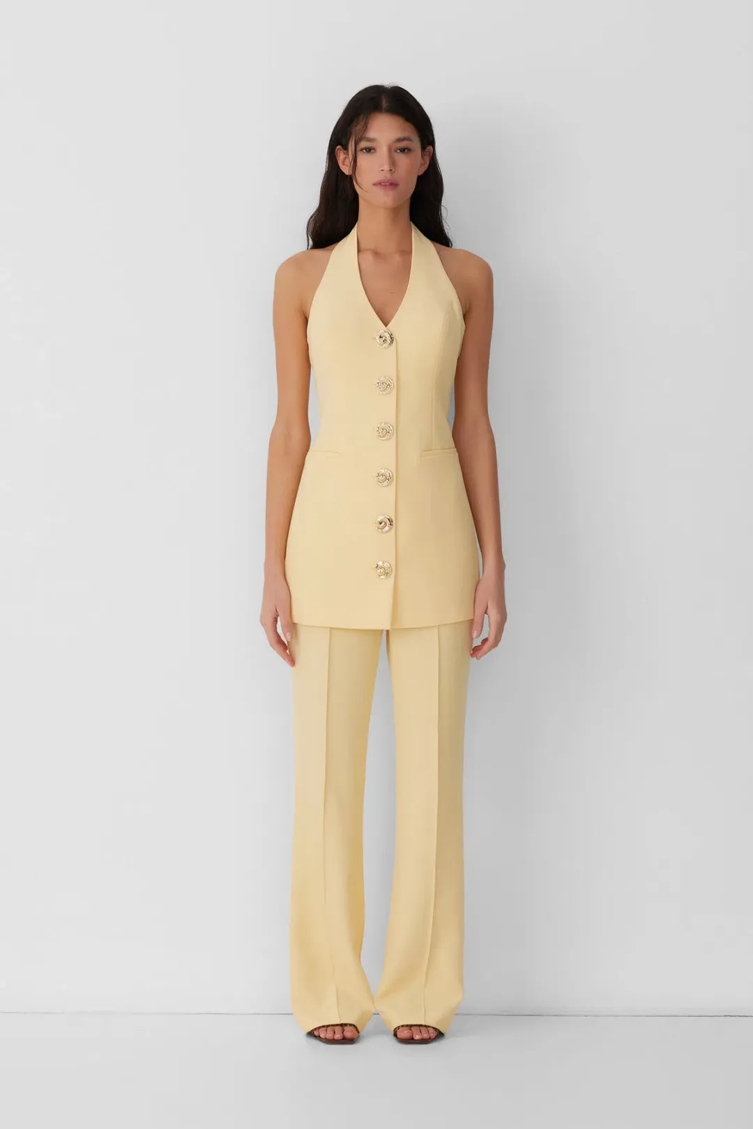 The Wolf Gang Irida Vest Mini Dress Butter Lemon Yellow Size 10 for rent on The Volte - main image