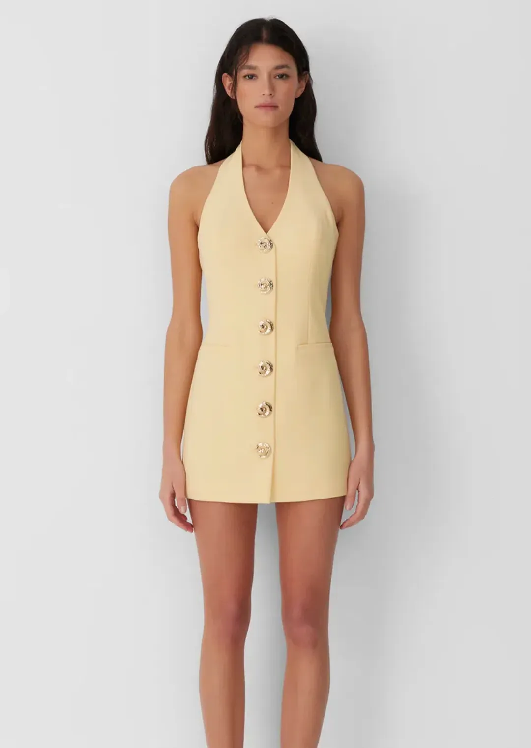 The Wolf Gang Irida Vest Mini Dress Butter Lemon Yellow Size 10 for rent on The Volte - main image