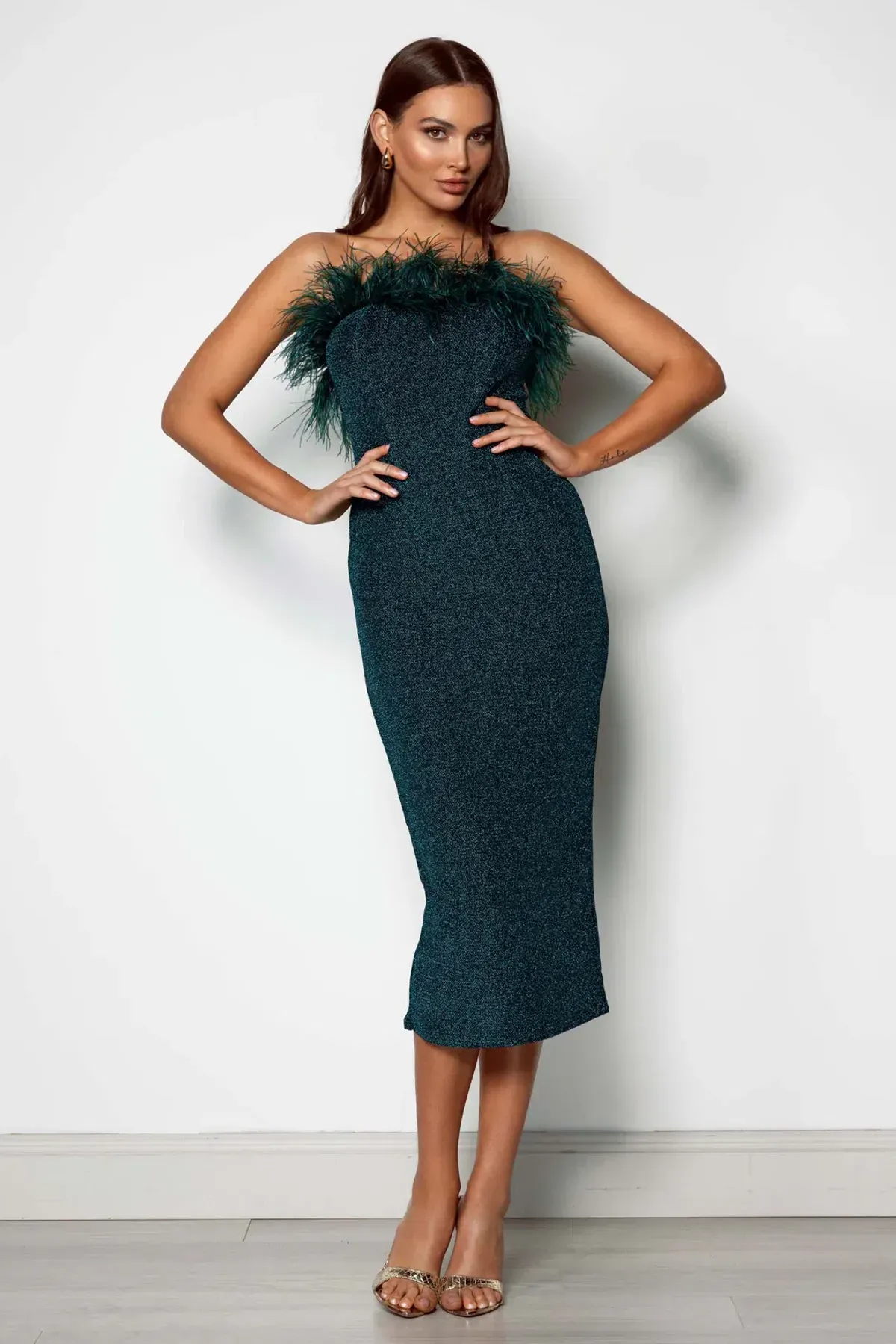 Elle Zeitoune Jain Midi Dress Emerald Green Size 8 - Image 1