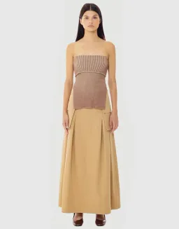 Find Me Now Cargo Pleated Maxi Skirt Beige Size 10 for rent on The Volte - image 1