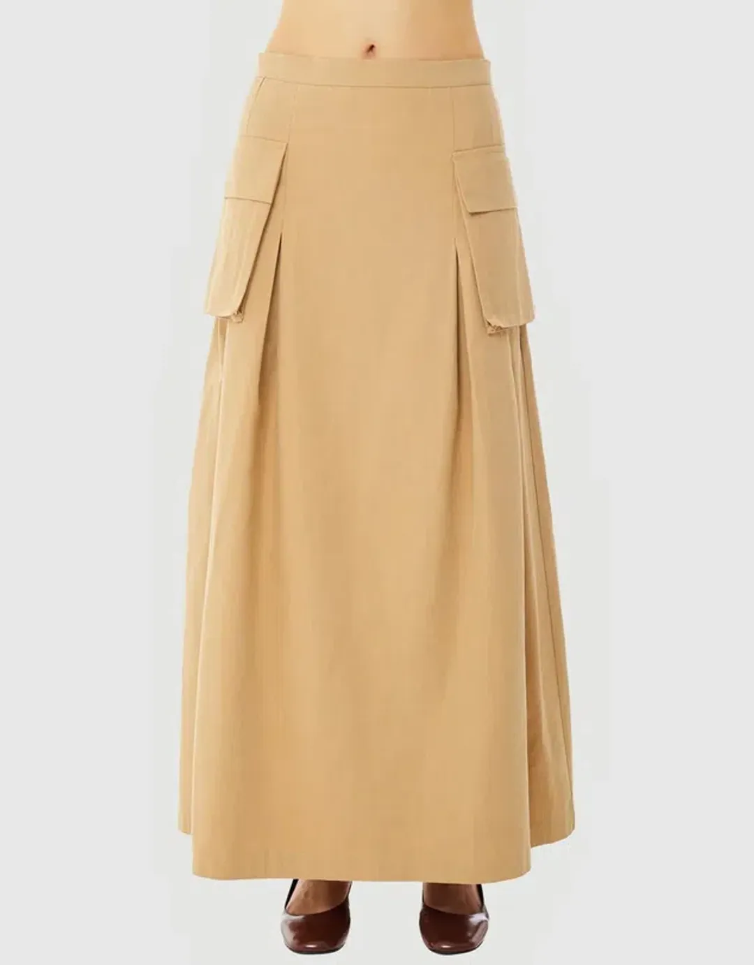Find Me Now Cargo Pleated Maxi Skirt Beige Size 10 for rent on The Volte - main image