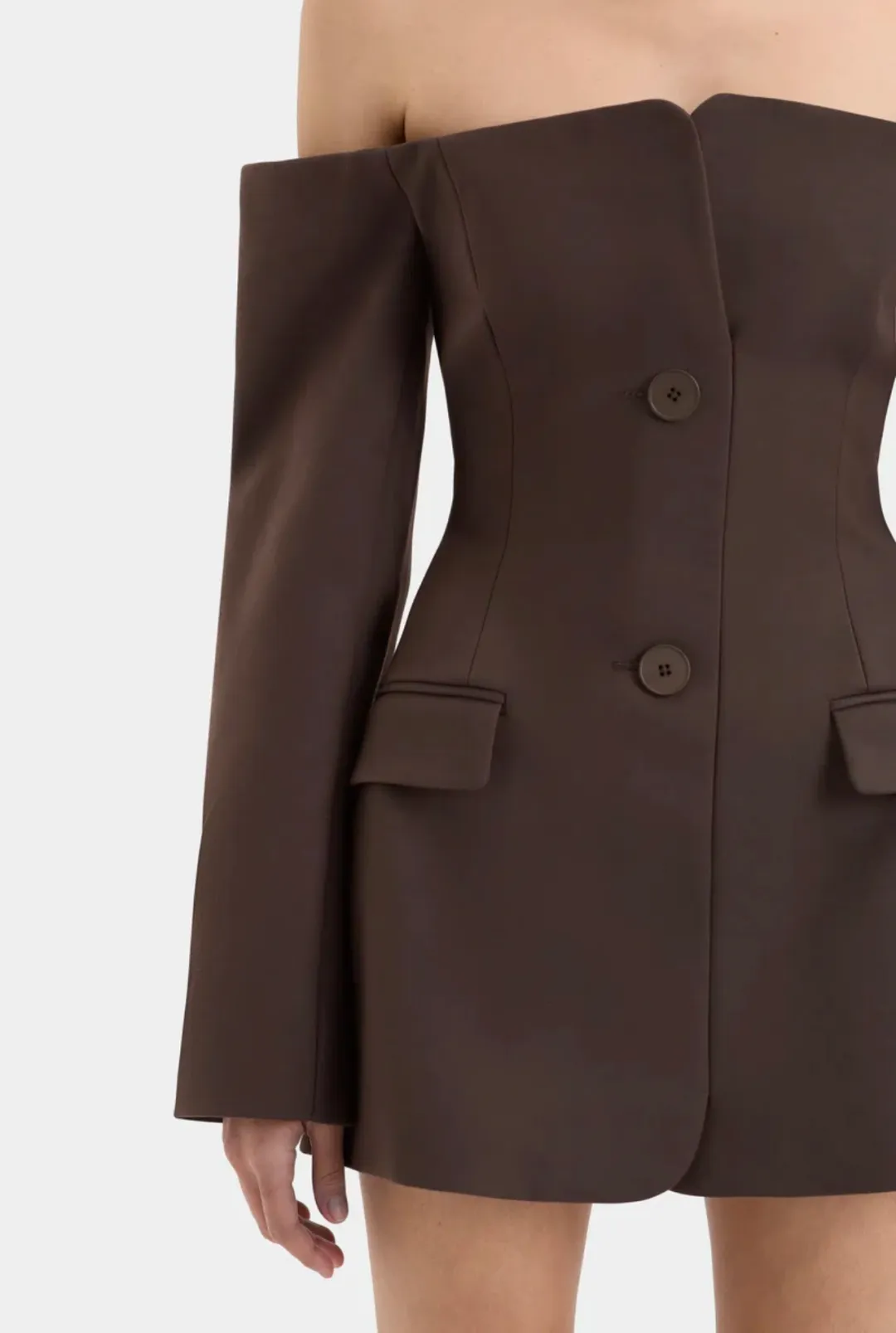 Sir the Label Sandrine Tailored Mini Dress Chocolate Brown Size 3 / AU 12 for rent on The Volte - main image