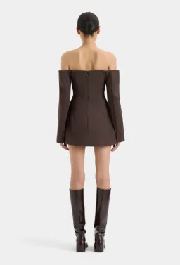 Sir the Label Sandrine Tailored Mini Dress Chocolate Brown Size 3 / AU 12 for rent on The Volte - image 3