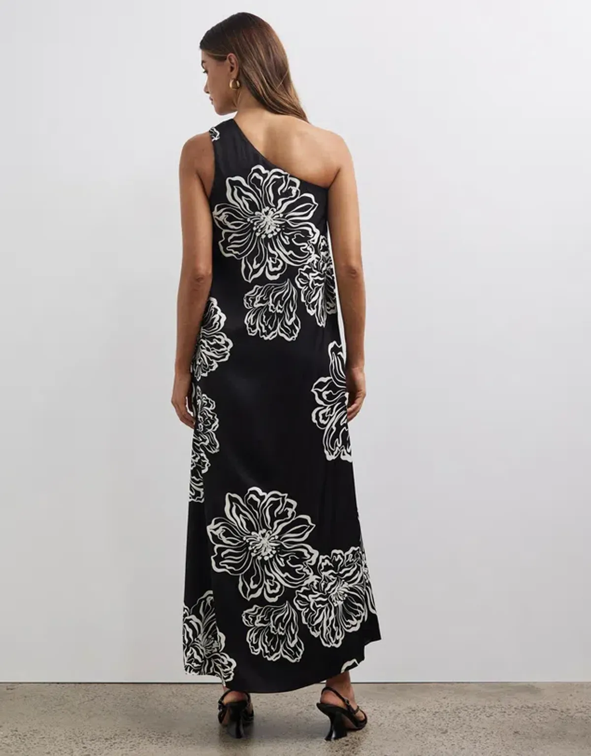 Minima Escenciales Besiana One Shoulder Dress Black/Floral Size 18 - Image 3