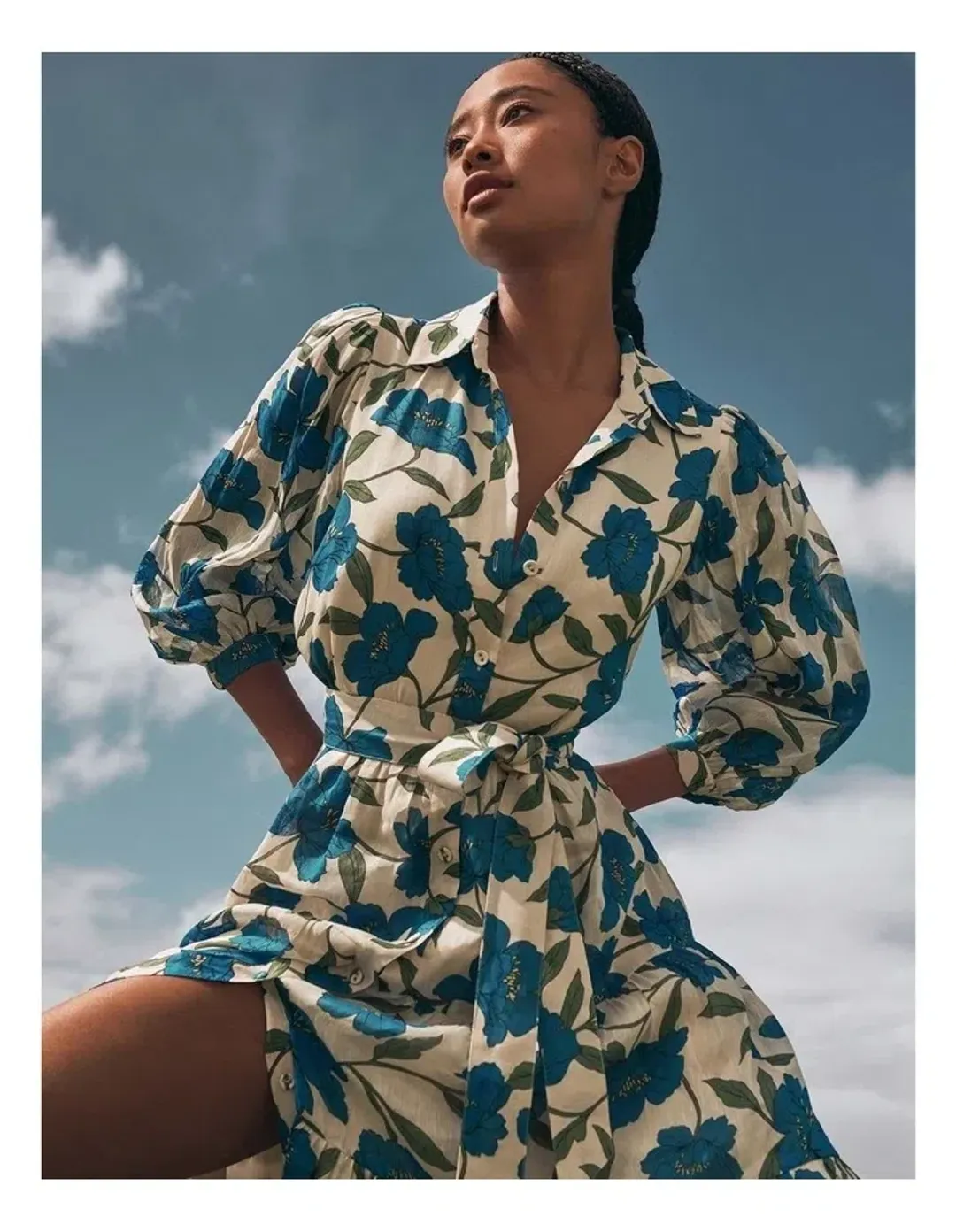 Witchery Silk Linen Blue Violet Shirt Dress in Lapis Size 18 for rent on The Volte - main image