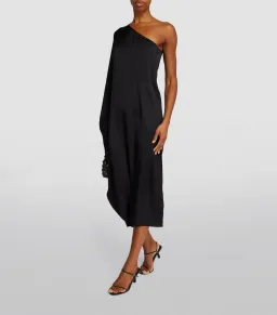 Anine Bing Black Silk Rowan Midi Dress Black Size 10 for rent on The Volte - image 1