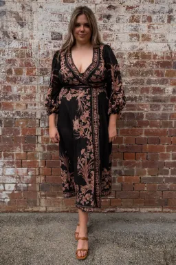 Zimmermann The Waverly Wrap Midi Dress in Black Bird Floral Size 4 /Au 16 for rent on The Volte - image 1