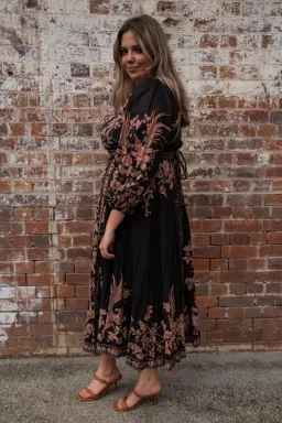 Zimmermann The Waverly Wrap Midi Dress in Black Bird Floral Size 4 /Au 16 for rent on The Volte - image 2
