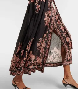 Zimmermann The Waverly Wrap Midi Dress in Black Bird Floral Size 4 /Au 16 for rent on The Volte - image 7