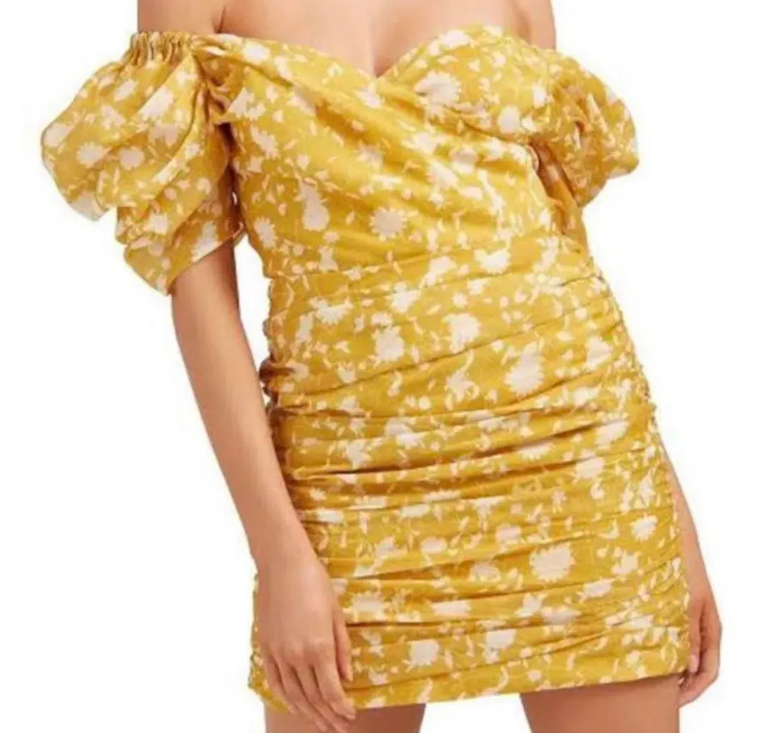 C/MEO Collective Love Hate Mini Dress Yellow Size AU 8 for rent on The Volte - main image