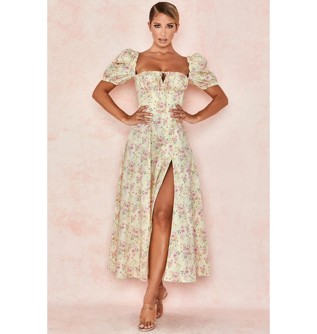 House of CB Tallulah Dress Lemon Floral Size S / AU 8 - Image 1