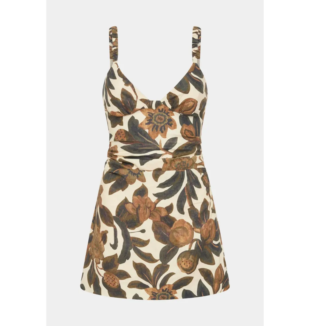 Sir the Label Primrose Ruched Mini Dress Ivory Tapestry Floral Size AU 8 for rent on The Volte - main image