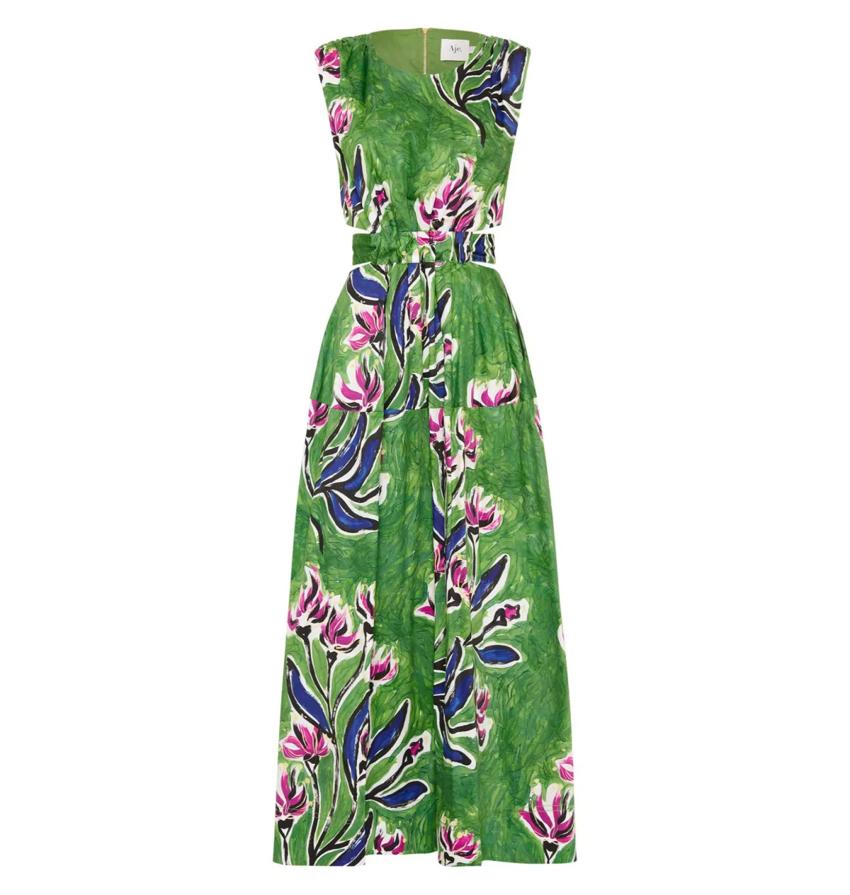 Aje Zorina Tie Midi Dress Native Gumnut Floral Size AU 16 - Image 4