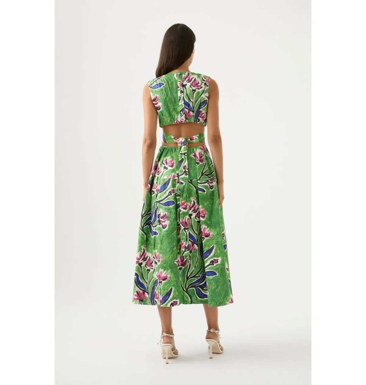 Aje Zorina Tie Midi Dress Native Gumnut Floral Size AU 16 - Image 2