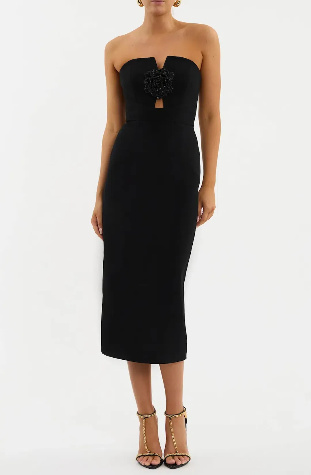 Rebecca Vallance Aubree Midi Dress Black Size 8 for rent on The Volte - main image