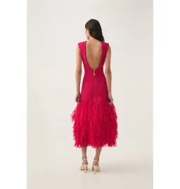 Aje Rushes Raffia Knit Midi Dress Deep Fuschia Size XS / AU 8 for rent on The Volte - image 4