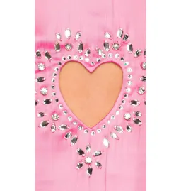 For Love & Lemons Hazel Rhinestone Heart Mini Skirt Pink Size AU 10 for rent on The Volte - image 4