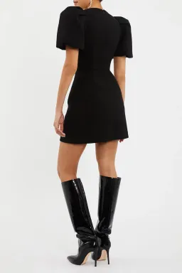 Rebecca Vallance Yvonne Bow Mini Dress in Black Size 12 for rent on The Volte - image 3