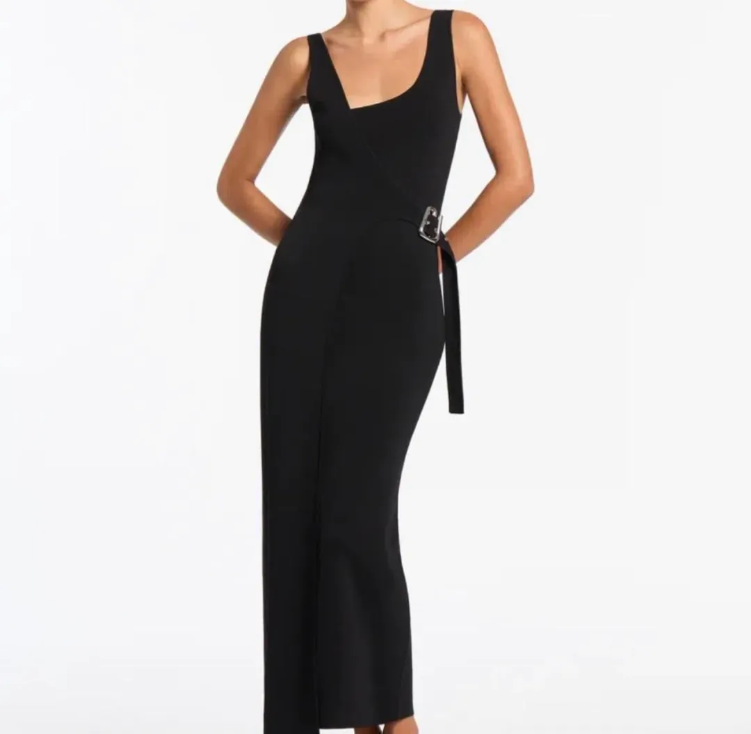 Sir The Label Modernist Belted Dress Black Size 8 for rent on The Volte - main image