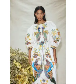 Alemais Effie Puff Sleeve Midi Dress Multi Size AU 16 for rent on The Volte - image 2