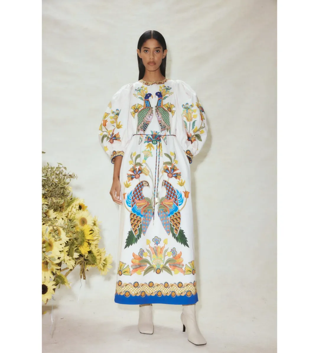 Alemais Effie Puff Sleeve Midi Dress Multi Size AU 16 for rent on The Volte - main image