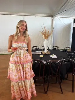 Zimmermann Laurel Frill Dress Pink Green Floral Size 2 / AU 12 for rent on The Volte - image 1