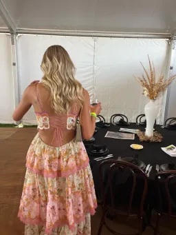 Zimmermann Laurel Frill Dress Pink Green Floral Size 2 / AU 12 for rent on The Volte - image 2