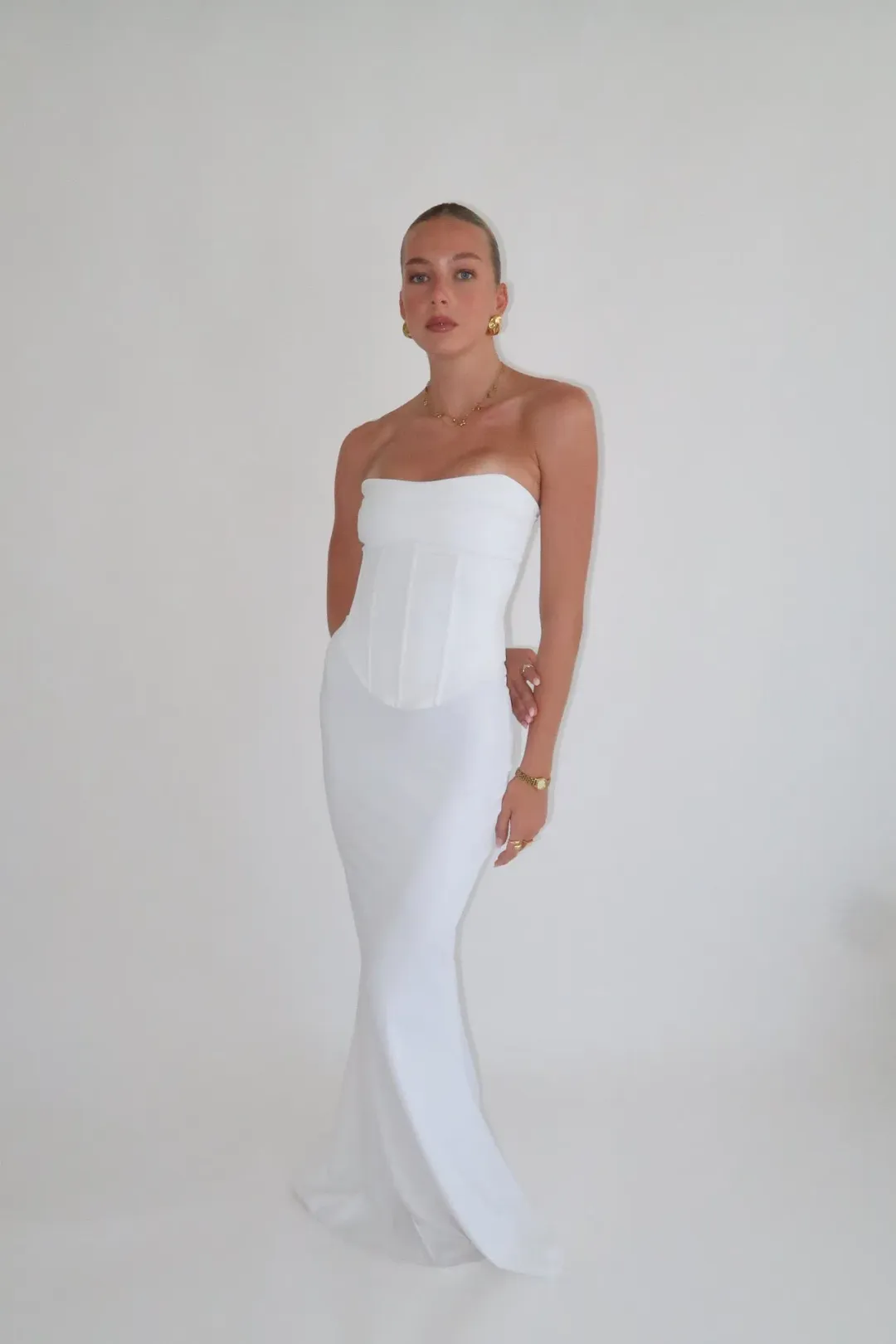 HNTR the Label Louie Gown Blanc Size 10 for rent on The Volte - main image