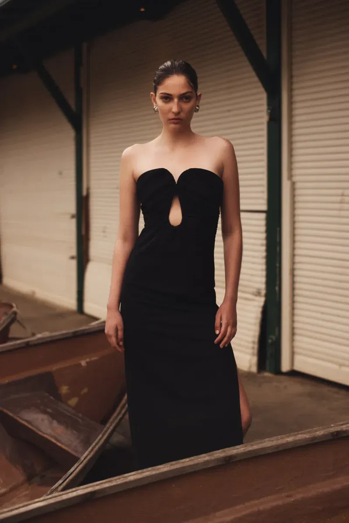 Misha Dani Strapless Maxi Dress in Black Size 10 - Image 3