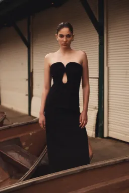 Misha Dani Strapless Maxi Dress in Black Size 10 for rent on The Volte - image 3