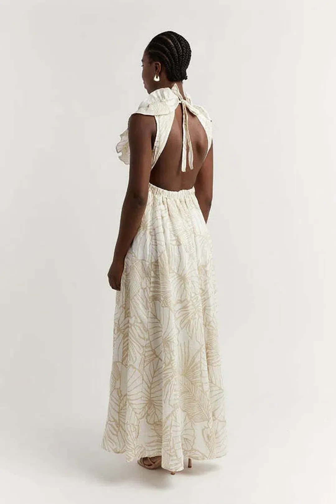 Dissh Malta Palm Frill Dress Print Size AU 8 for rent on The Volte - main image