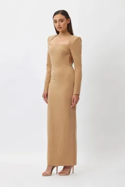 FOR SALE: BIANCA & BRIDGETT MACKENZIE BACKLESS DRESS BEIGE for rent on The Volte - image 4