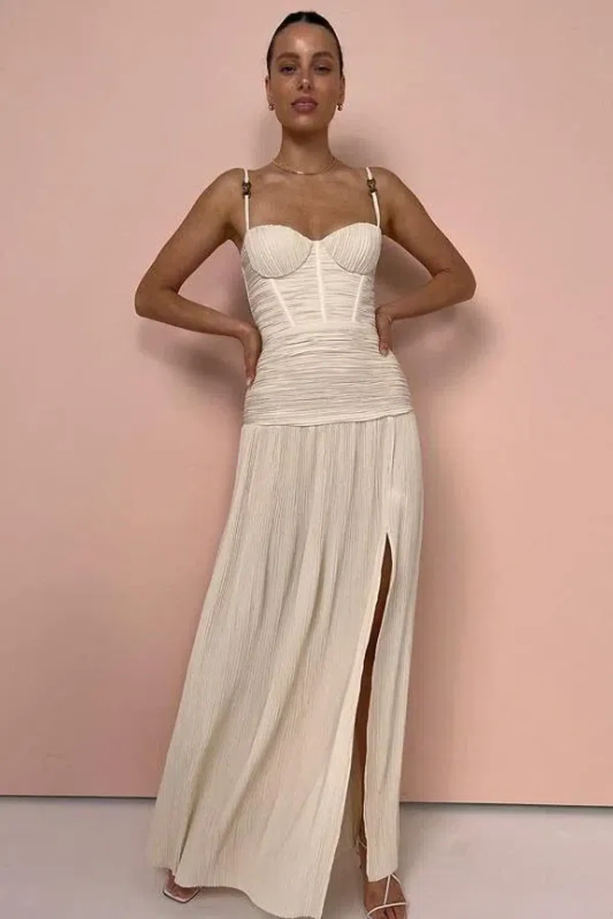 Manning Cartell Double Time Pleat Dress In Nougat // Size 10 - Image 7