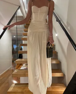 Manning Cartell Double Time Pleat Dress In Nougat // Size 10 for rent on The Volte - image 6