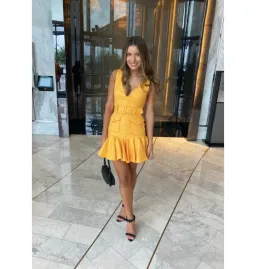 Zimmermann Super Eight Safari Mini Dress in Mango Size 0P / AU 6 for rent on The Volte - image 4