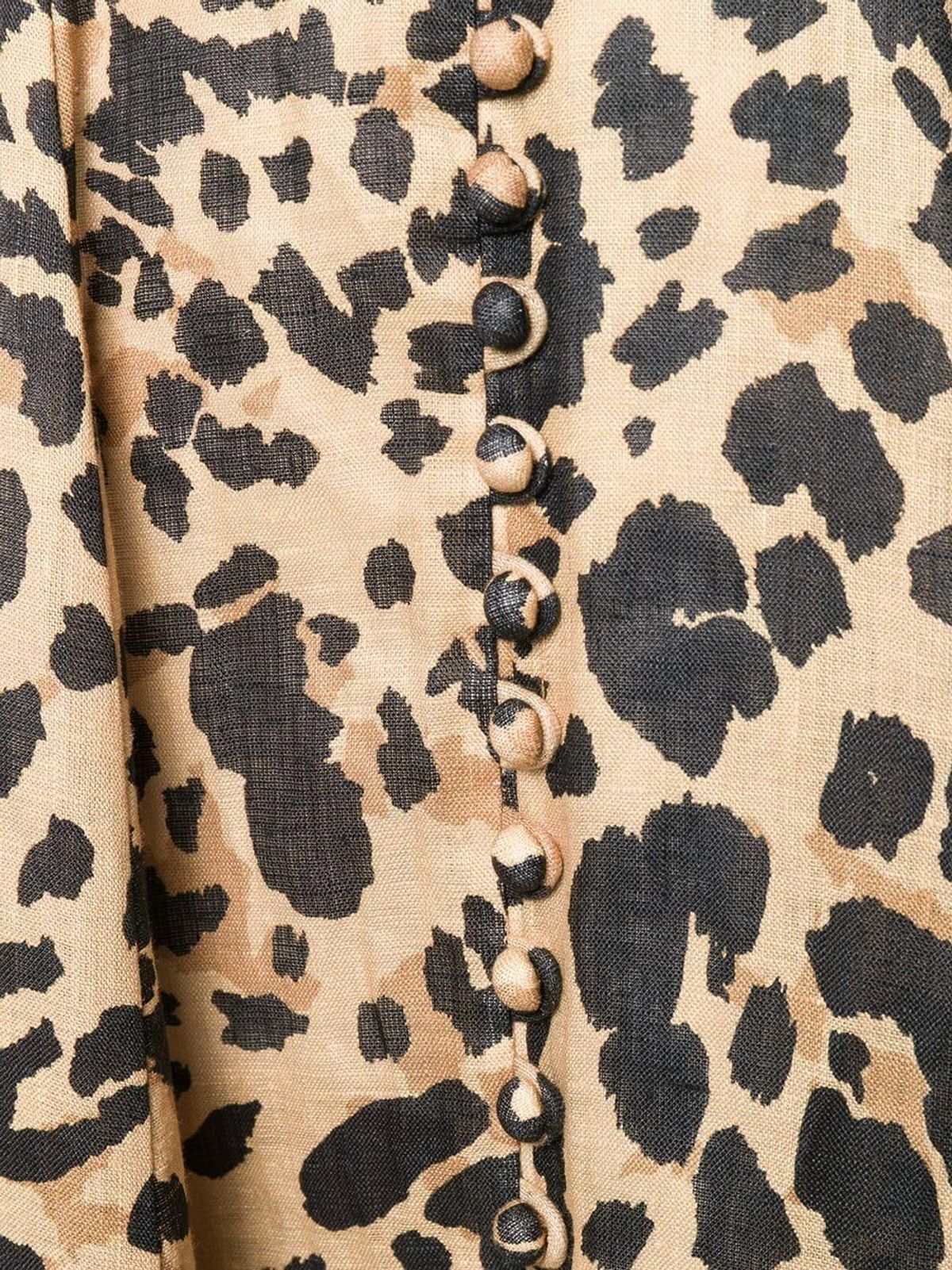 Zimmermann Veneto Linen Skirt Leopard Print Size 6 - Image 4