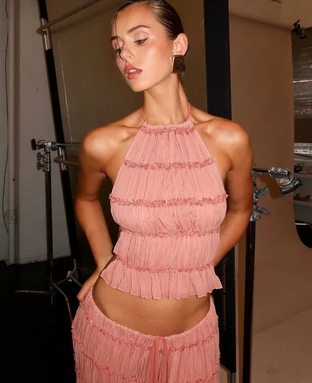 Arcina Ori Juliette Halter and Skirt Set in Peach Size 8 for rent on The Volte - main image