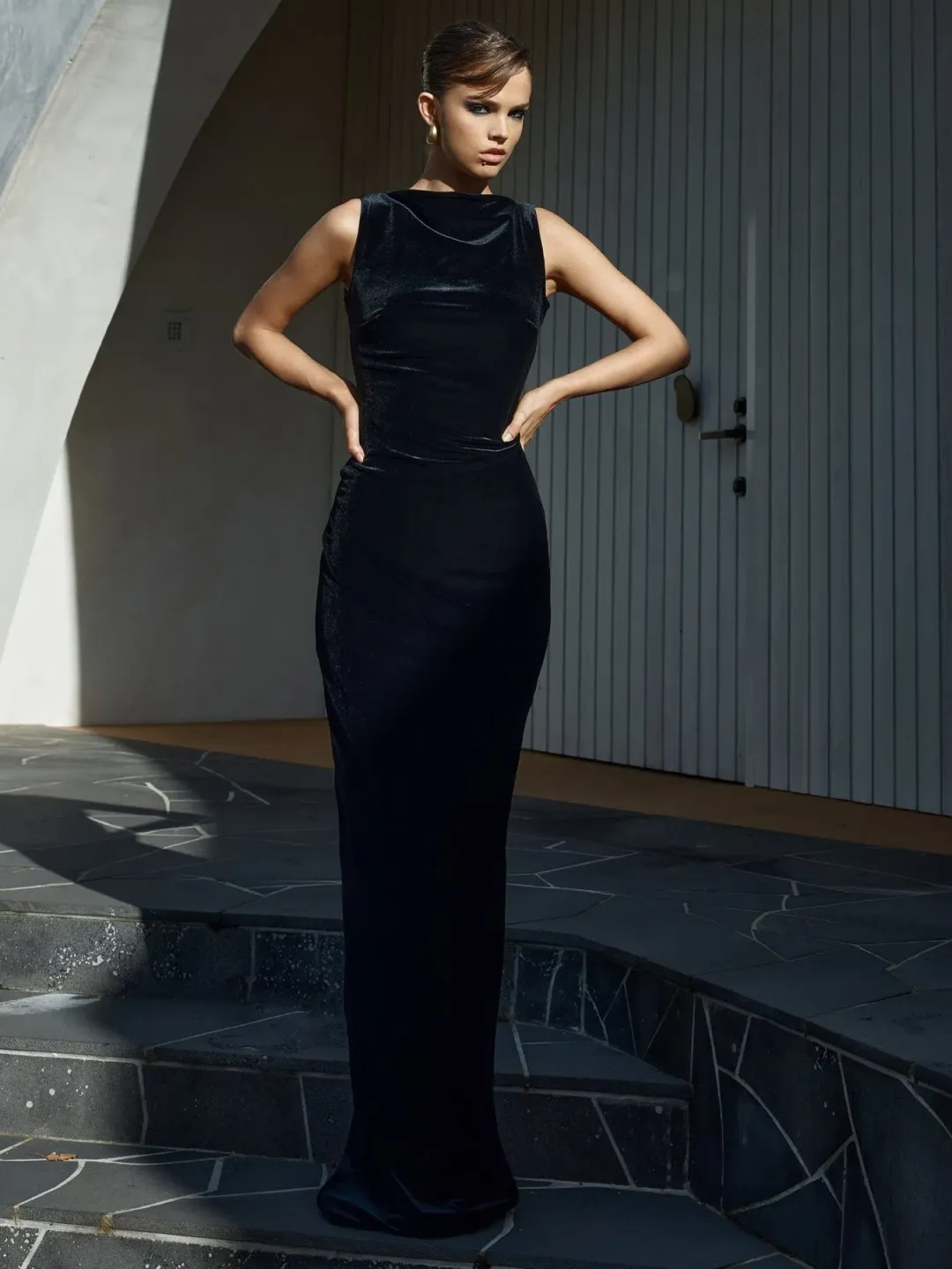 Effie Kats Verona Gown in Black Velvet Size M / AU 10 for rent on The Volte - main image